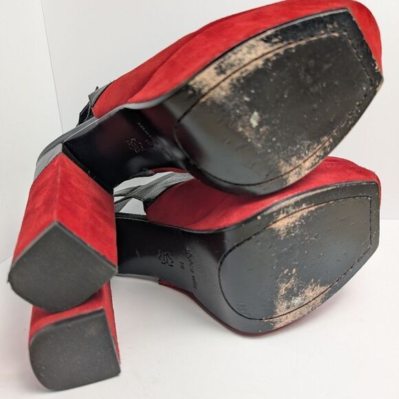 Dolce Vita Red & Black colorblock Platform Slingback block heels womens 10 - Picture 7 of 10
